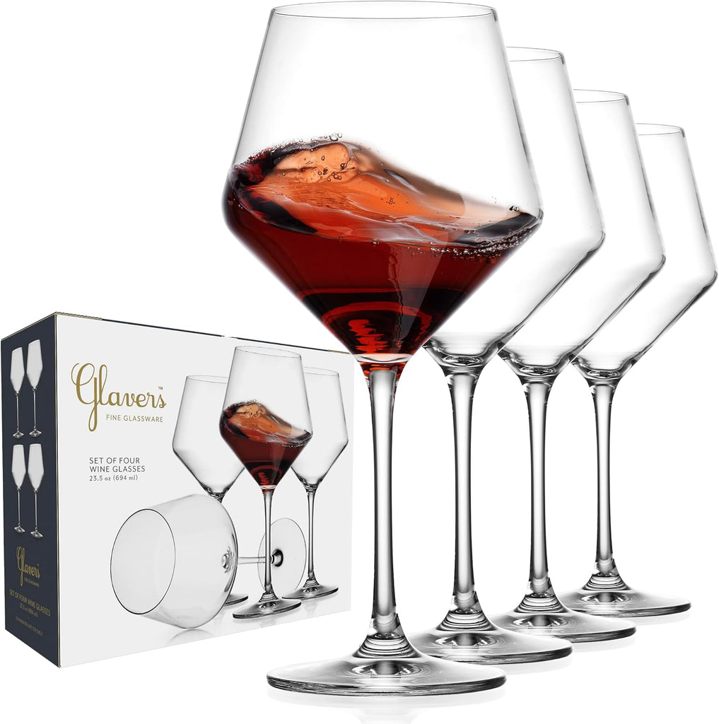 Wine Glasses,White Red Wine Large Glasses Set of 4, Lead-Free Premium Glass,Hand Blown Italian Style Burgundy Long
