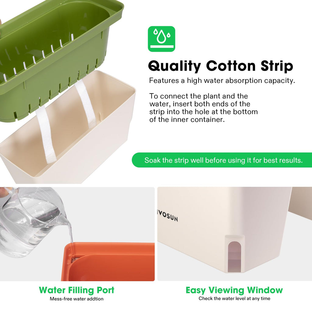 Self-Watering Planters, 4-Pack 10.5 in Window Herb Planter Box