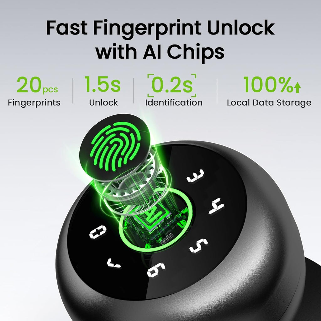 Fingerprint Door Lock, 4 in 1 Smart Fingerprint Door Knob with Keypad, App Control, Auto Lock, Biometric Door Knob