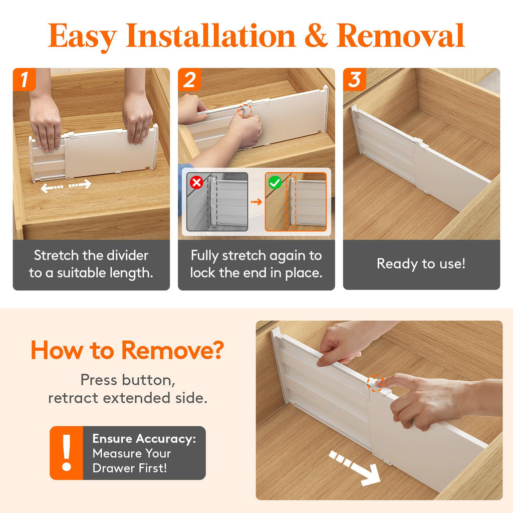 8" Tall Drawer Dividers, Adjustable Deep Drawer Organizer Clothes