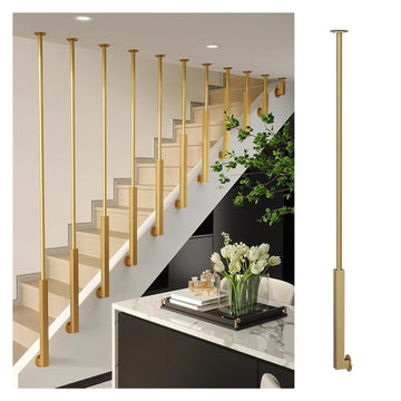 Stair Balusters Iron Black White Gold, Heavy Duty Decor Stair Railing Spindles Indoor, Side Mount Railing System Kits