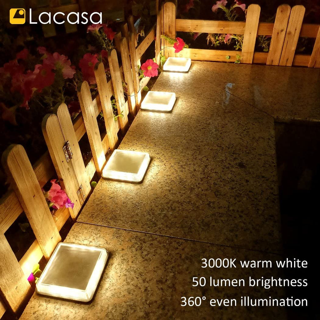 Solar Deck Lights, 4 Pack Warm White Outdoor In-Ground Driveway Walkway Dock, IP68 Waterproof Solar Powered Stair