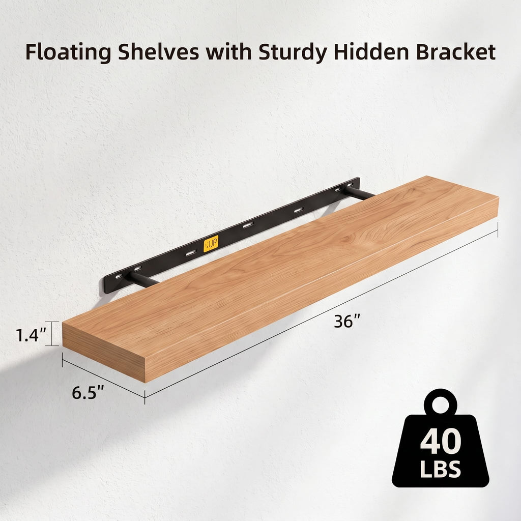 Long Floating Shelves 36", 3 Pcs Wall Shelves, Invisible Brackets
