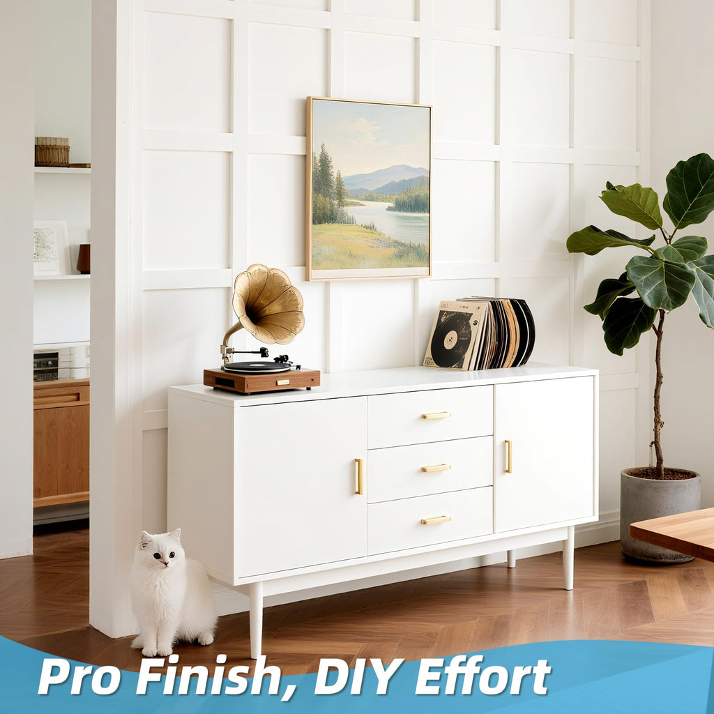 MDF Premade Paintable Board and Batten Wainscoting Kit, 94.5 x 54 in