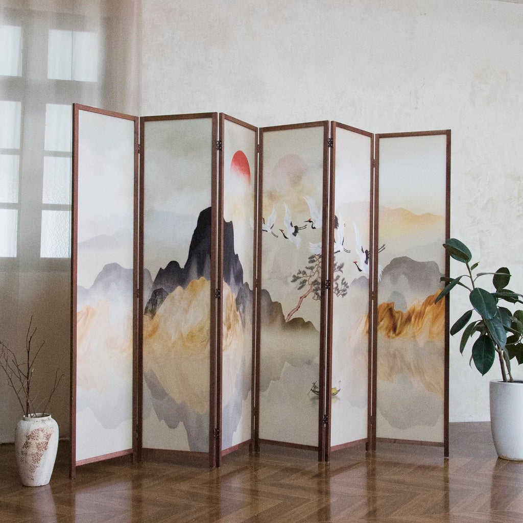6 Panel Room Divider, 5.6 ft Tall Blackout Folding Privacy Screen - Double-Sided Freestanding Partition Wall with