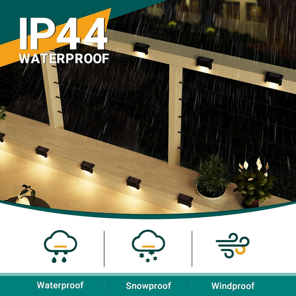 Solar Deck Lights Outdoor Waterproof LED 12 Pack, Warm White