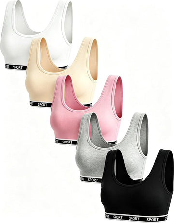 Girls Sports Bra Kids Training Bras with Removable Pads 7-12 OneSize