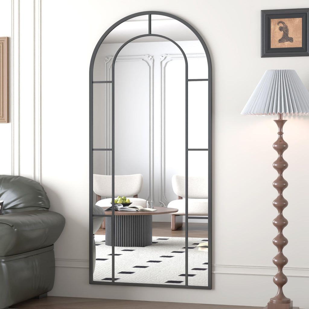 Full Length Mirror, 71"x32" Oversize Body Windowpane Mirror (Black)