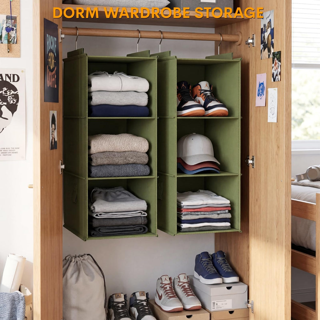 Extra Deep Hanging Closet Organizers and Storage, 2 Pack 3-Shelf