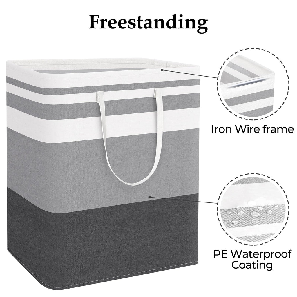 Basket Hamper, 125L Collapsible Clothes Storage, Grey