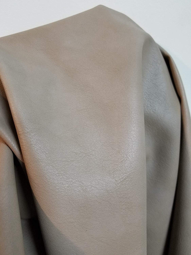 Almond Taupe Heritage tumblegrain Soft Faux Vegan Leather PU (Peta Approved Vegan) | 1 Yard (36 inch x 54 inch Wide)