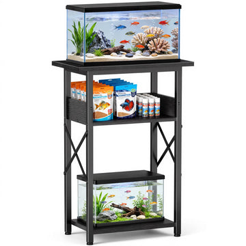 5-10 Gallon Fish Tank Stand with Storage Shelves, 3-Tier Aquarium Stand with Rust-Proof Metal Frame, Heavy Duty
