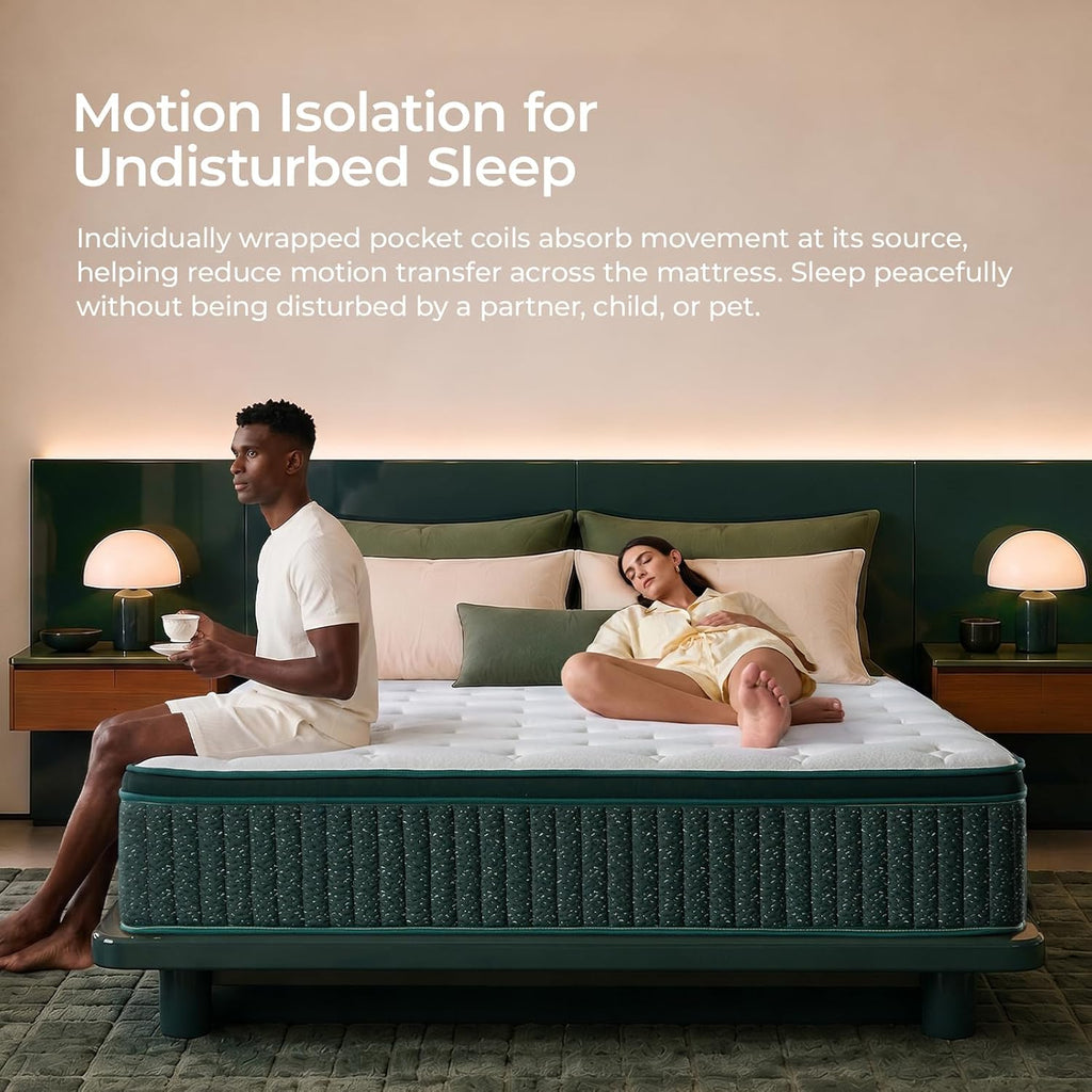 14 Inch Queen Hybrid Mattress, Medium Firm, Gel Foam, Motion Isolation