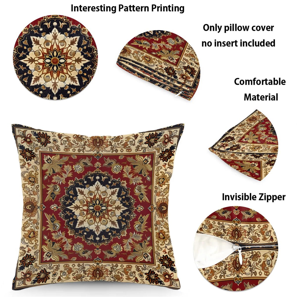 Boho Moroccan Pillow Covers 16x16 Inch Decorative Throw Pillow Covers Square Pillow Cases Cushion Cover Pillowcase