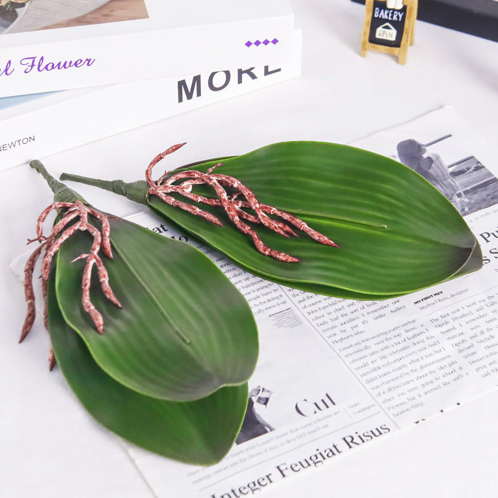 6Pcs Fake Orchid Leaves Only, Greenery Stems for DIY Arrangements