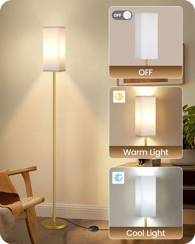2Pack Floor Lamp, Pole Lamp with Foot Switch, Modern Standing Lampshade, Minimalist Freestanding Lamp (Bulb Not