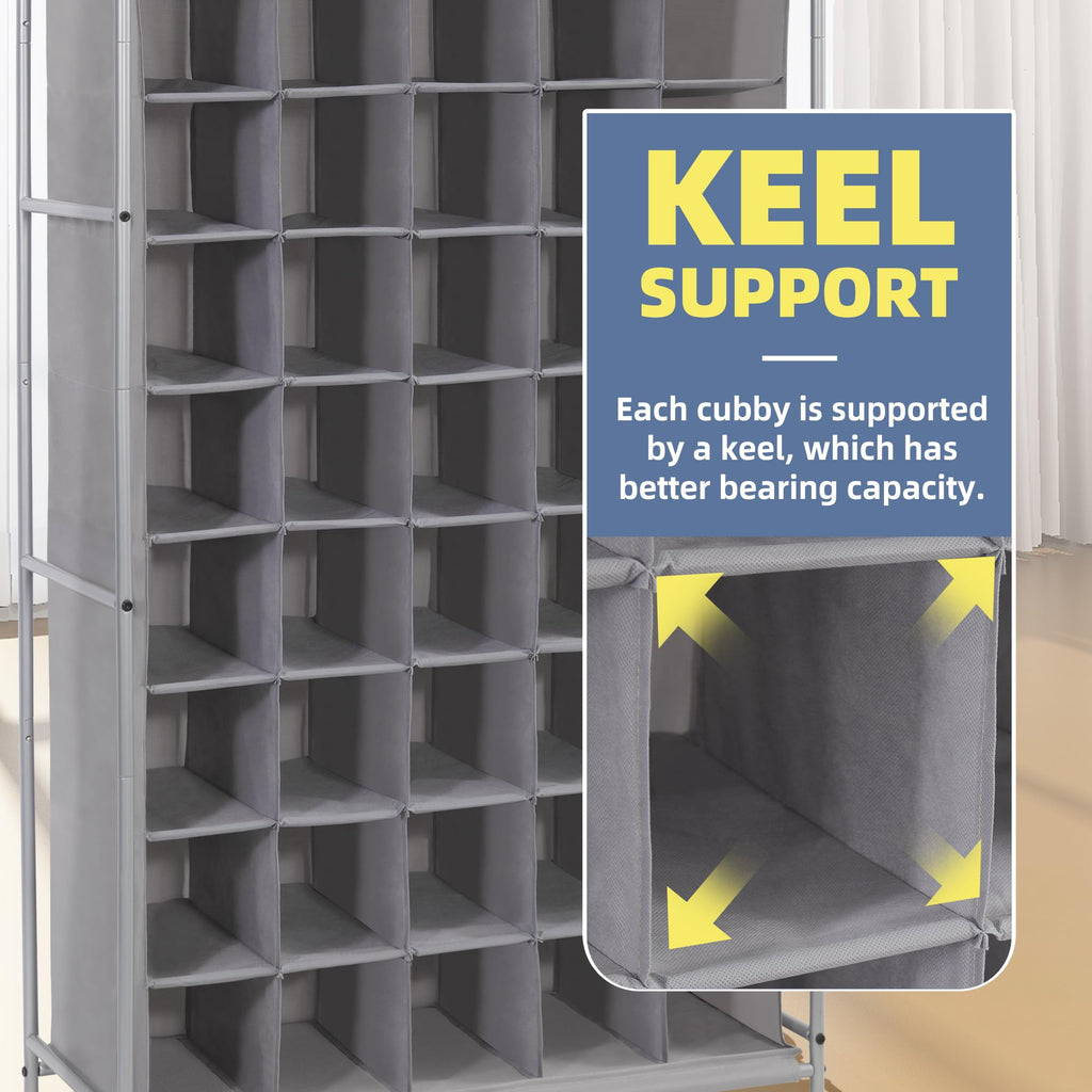 Shoe Cubby Organizer, Free Standing Shoe Cube Rack, Closet, 40-Cube Gray
