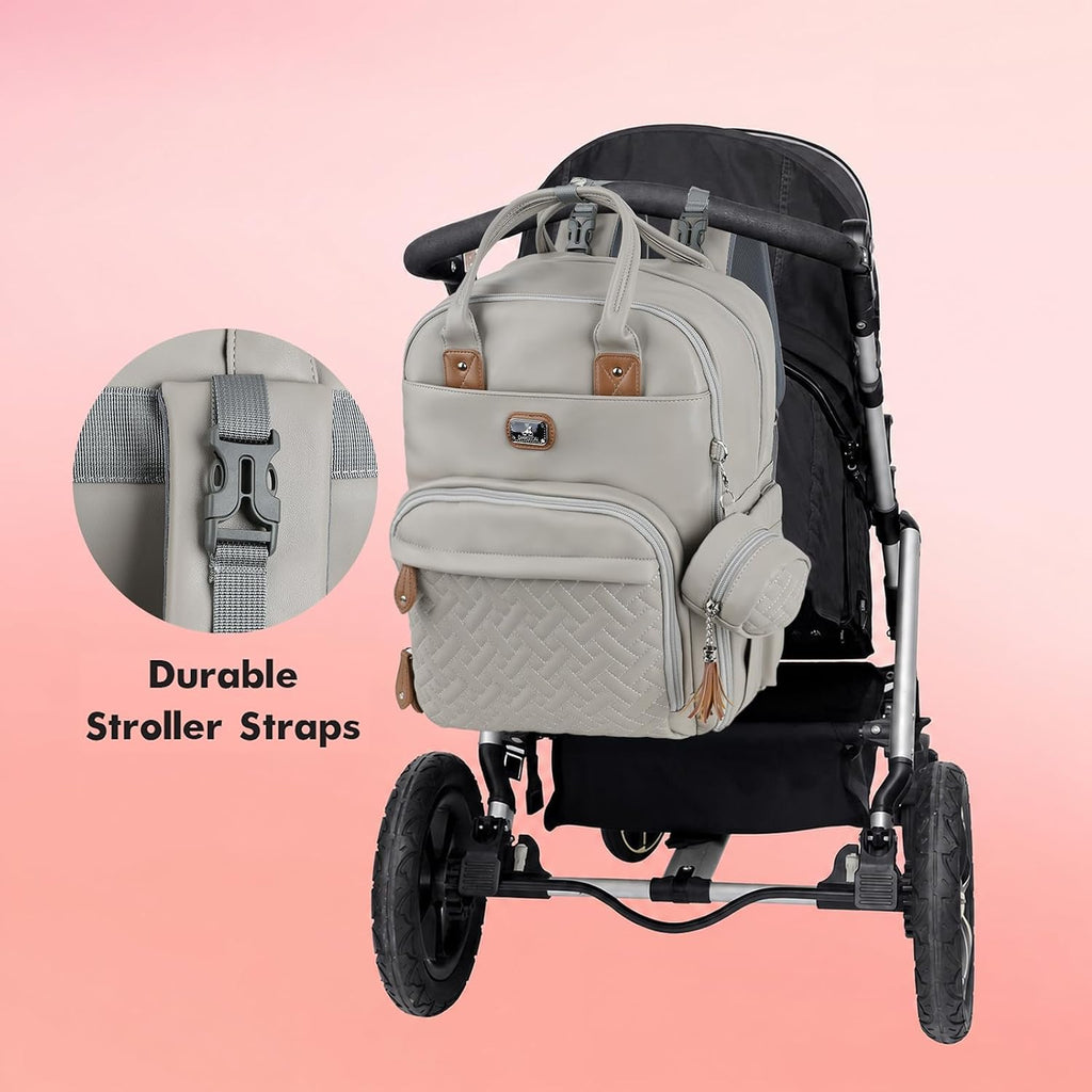 Leather Diaper Bag Backpack with Portable Changing Pad,Baby Bags