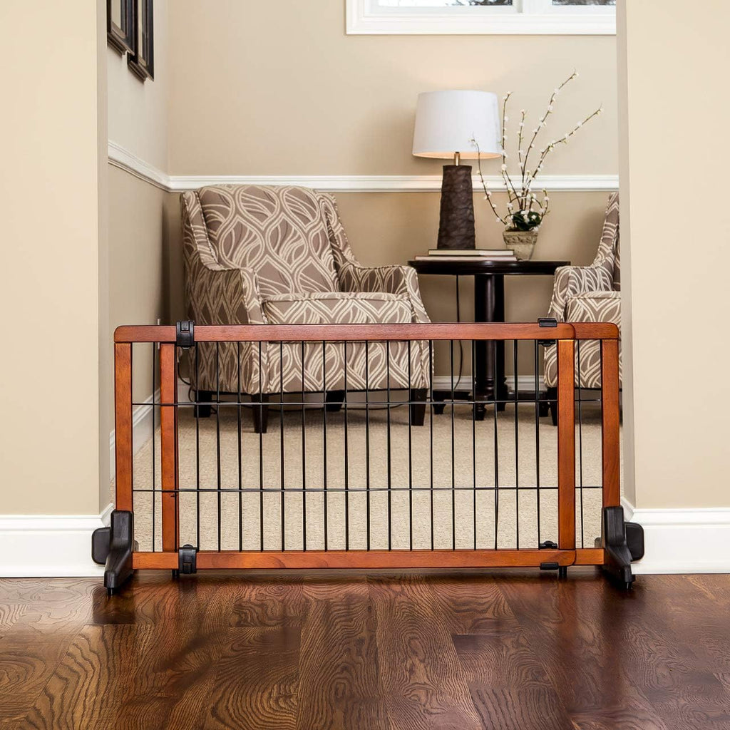 41"-70" Super Wide Dog Gate, Premium Wooden Adjustable Freestanding Pet Gate for Doorways & Hallways