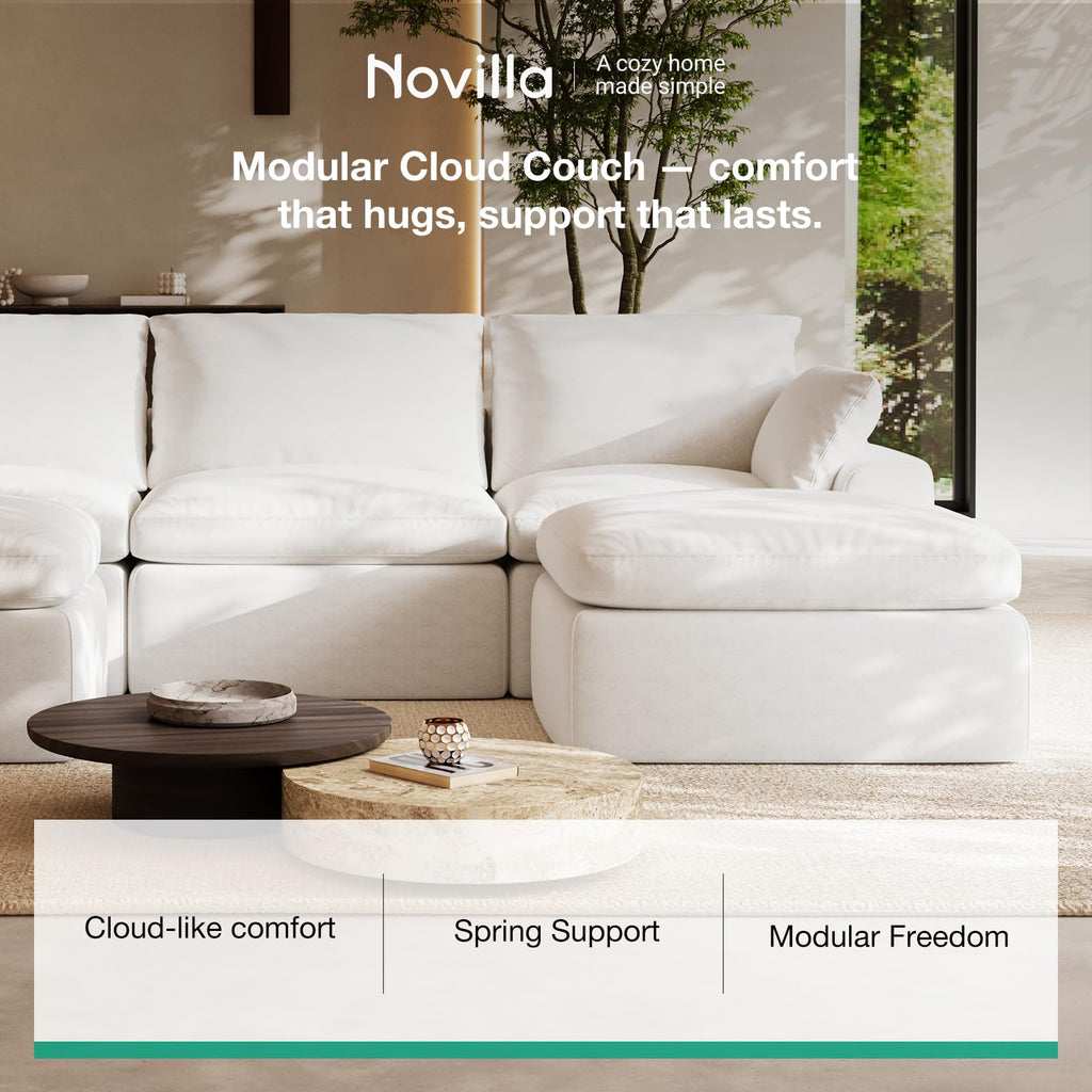 Modular Cloud Couch, Modern Sectional Sofa with Smarts Coil Support, Chenille Fabric, Upholstered Couch Apartments