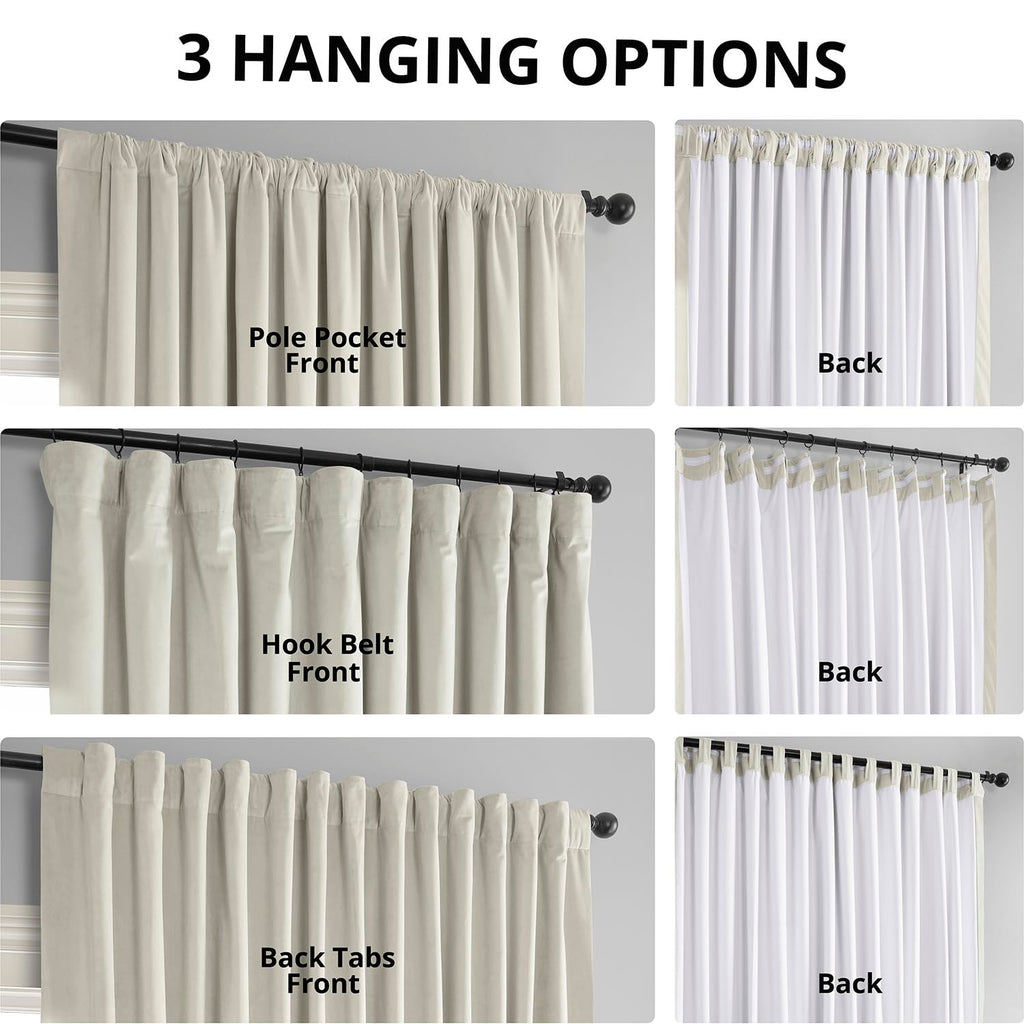 Signature Velvet Thermal Blackout Curtains 96 Inch Long (1 Panel) Rod Pocket Insulated Blackout Curtains Window