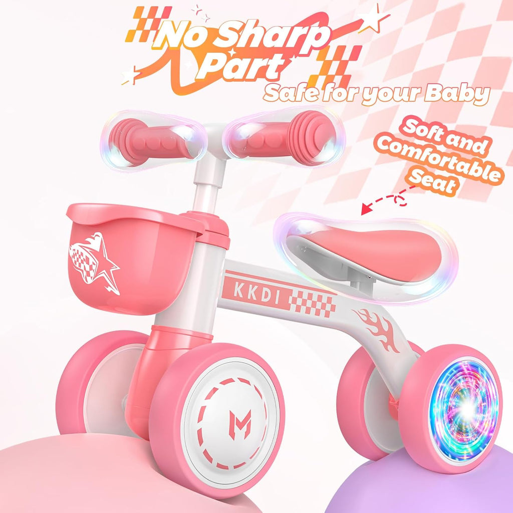 Baby Balance Bike Ride on Toys for 1 2 Year Old, Pink Toddler Bike, First Birthday Gifts for 1 2 Year Old Girls, Baby