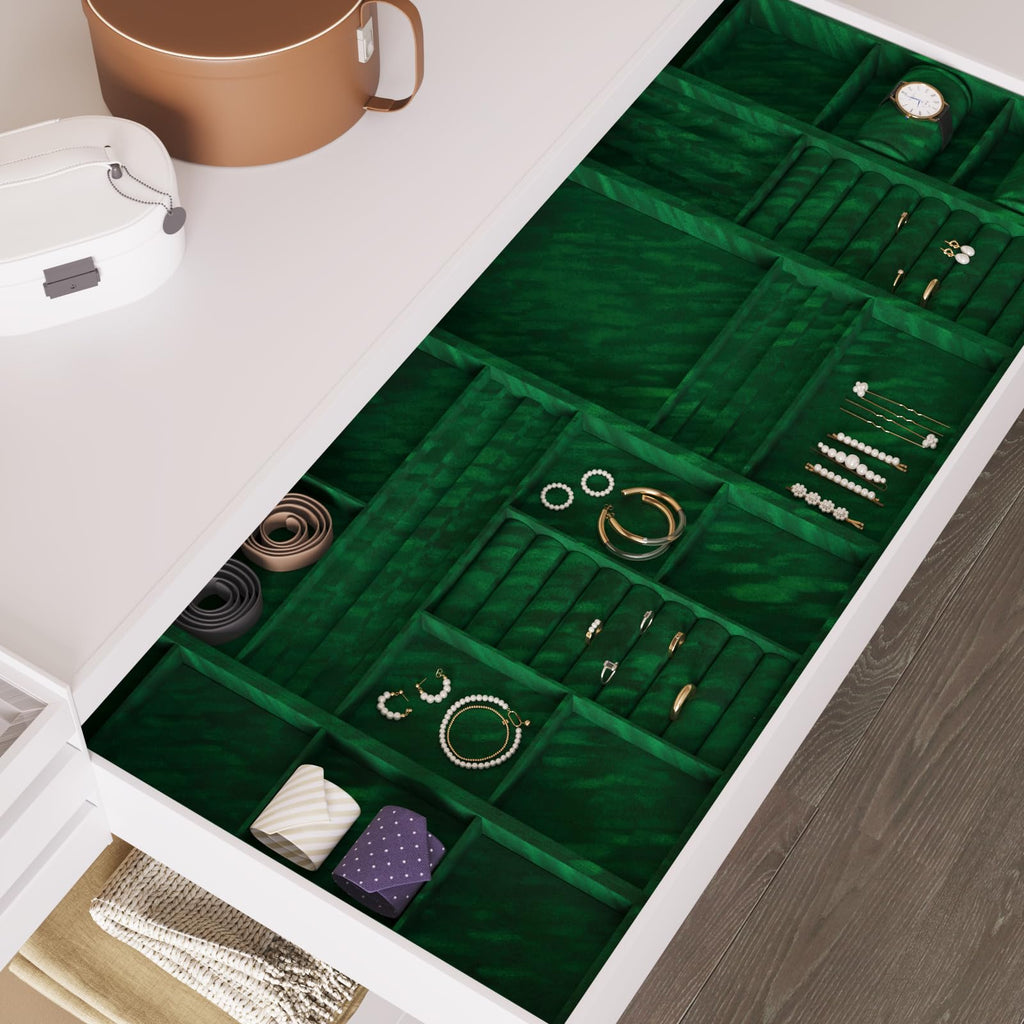 15.7"x78.7" Dark Green Velvet Fabric Self Adhesive Felt Drawer Liner Soft Velvet Wallpaper Peel and Stick Green