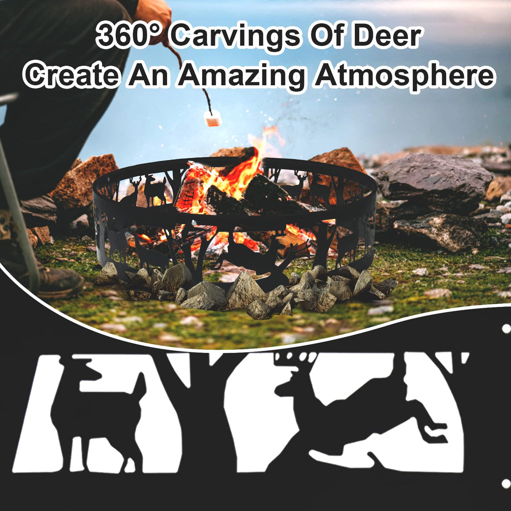 36 Inch Portable Fire Pit Ring - 4 Panel Outdoor DIY Liner