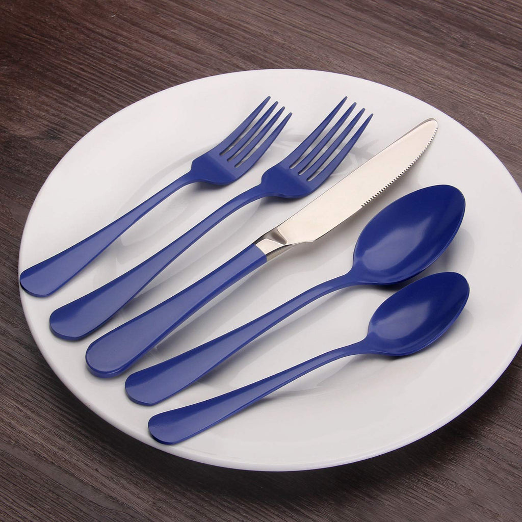 Blue Silverware Set, 20-Piece Stainless Steel Flatware Set, Kitchen Utensil Set Service for 4, Tableware Cutlery Set