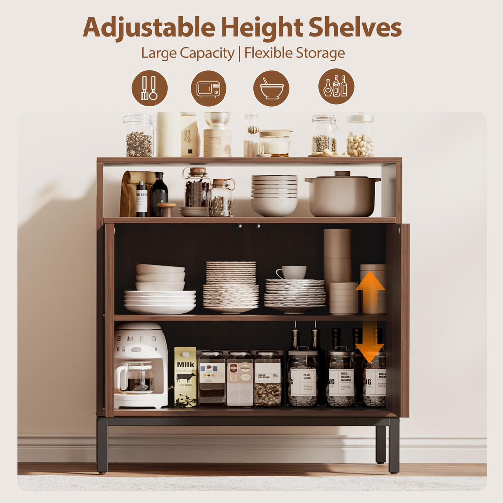 Sideboard Buffet Cabinet Storage, Modern Console Fluted Credenza