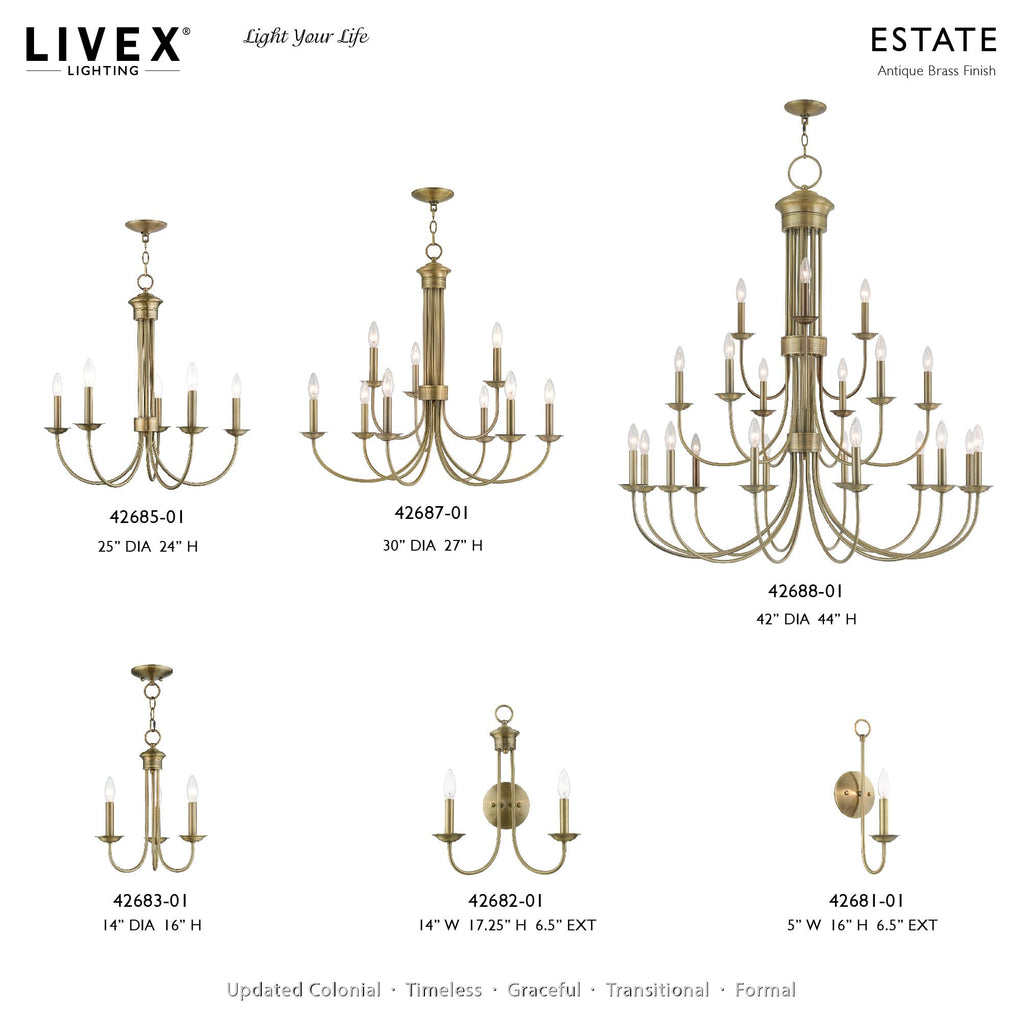 42681-01 1-Light Wall Sconce, Antique Brass