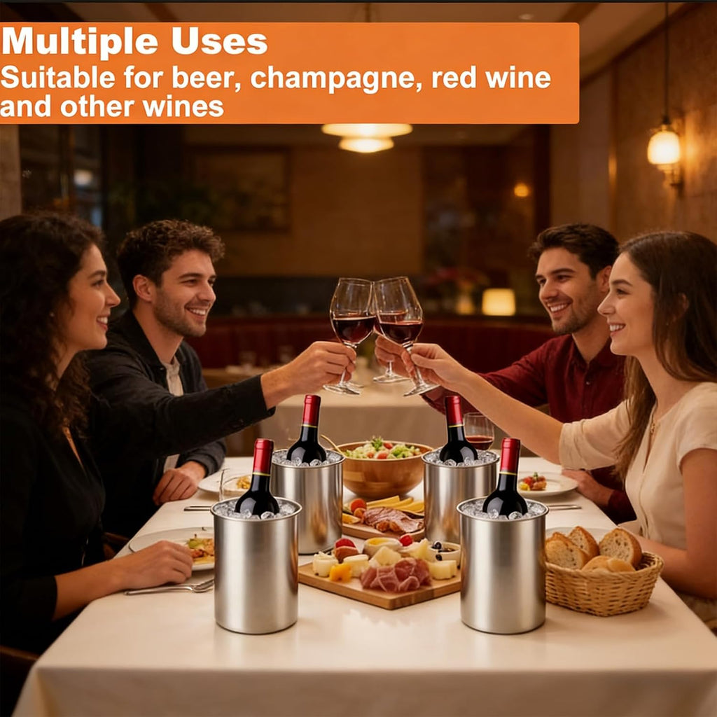 Stainless Steel Wine Chiller, Champagne Bucket, Wine Chiller Bucket - Set of 6