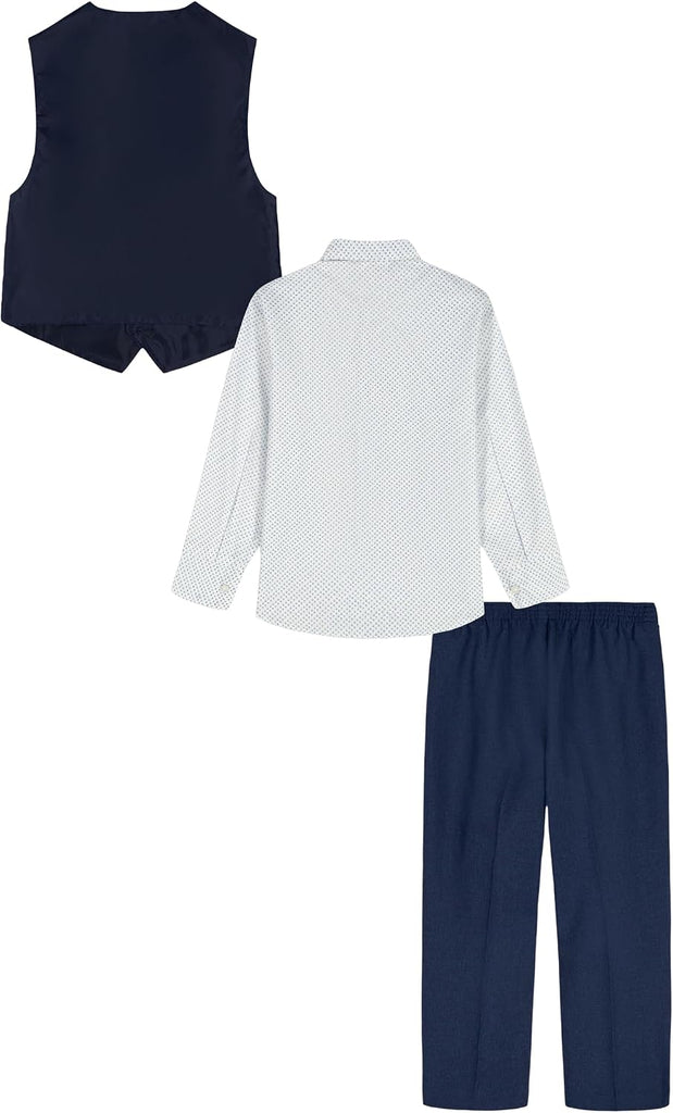Boys' piece Formal Suit Set, Vest, Pants, Collared Dress Shirt, and Tie
