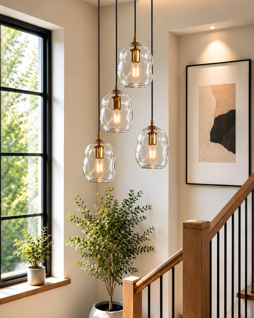 Pendant Light Kitchen Island, Organic Art Glass Globe