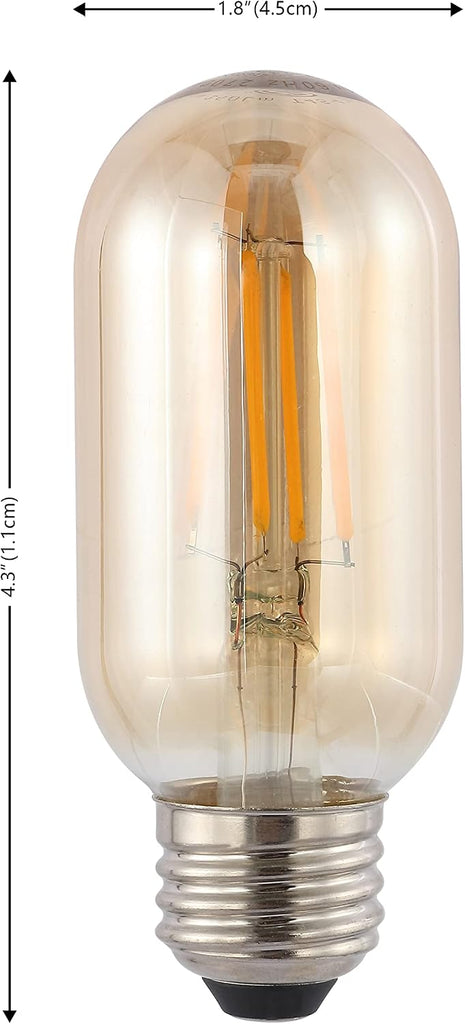 4W Vintage LED Edison Tube Light Bulbs 4.3", Amber, Pack of 6