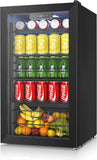 Black Mini fridge,116 Can Beverage Refrigerator Cooler,3.2 Cu.Ft Drink Fridge fo