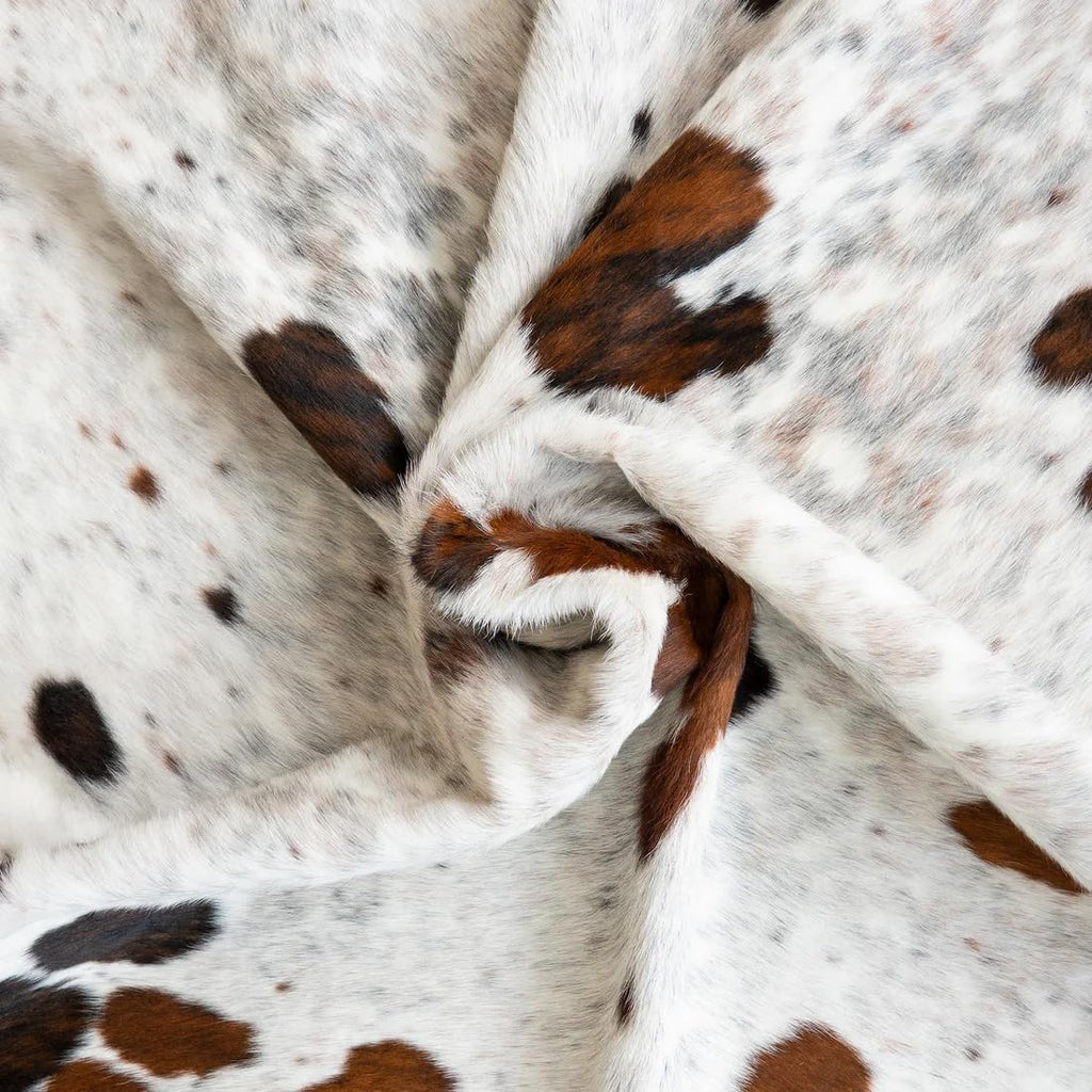 100% Genuine Brazilian Cowhide Rug - Tricolor White - Luxury Cowskin Cow Hide Leather Area Rug Home Decor (X-Large) 7