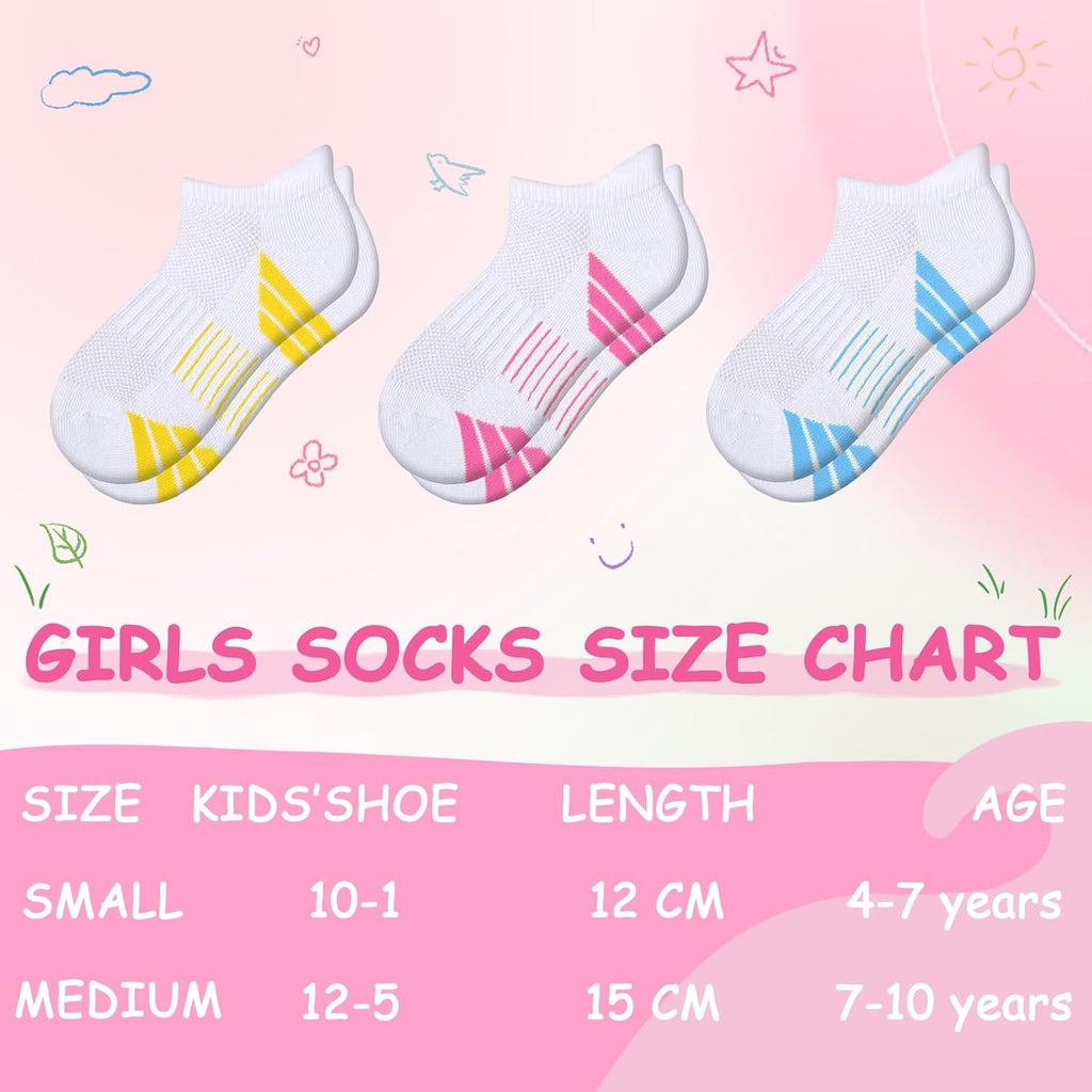 10 Pairs Girls Ankle Socks Athletic Socks With Cushioned Sole For little big kids Old