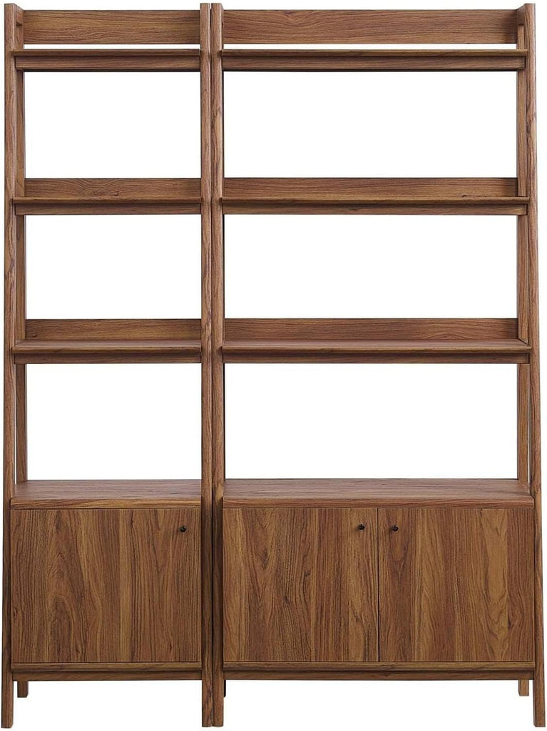 Bookshelf Display Cases in Walnut - Set of 2