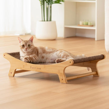 XL Sisal Cat Scratcher Bed with Elevated Hammock for Indoor Cats, Replaceable Natural Sisal Pad, Large Cat Lounge
