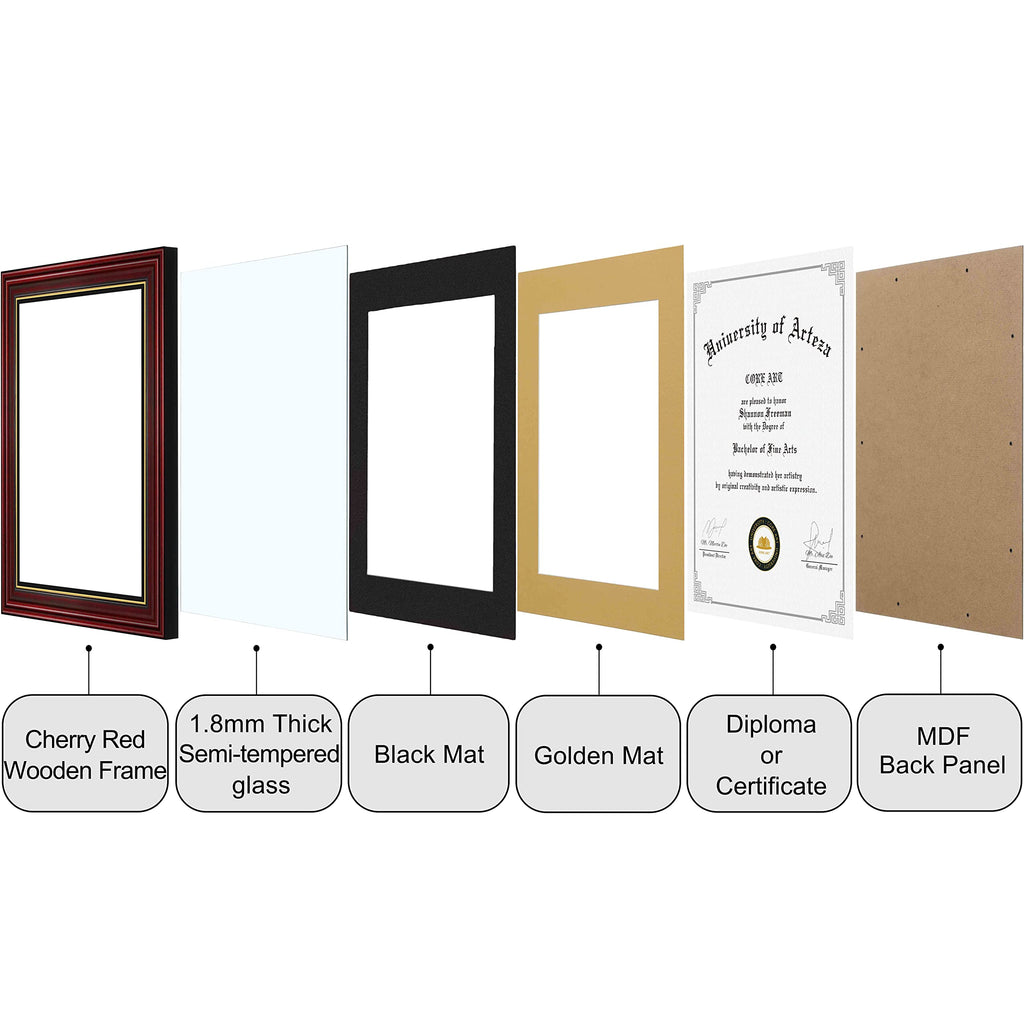 15x18 Diploma Frame, Cherry Red, Black Mat for 11x14
