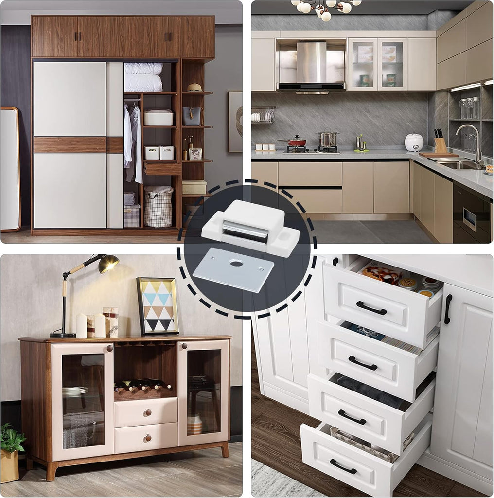 12 PCS Magnetic Door Catch,Single Magnetic Catch White-15lb High Magnetic Shutter Hardware Closures Cabinet Door with