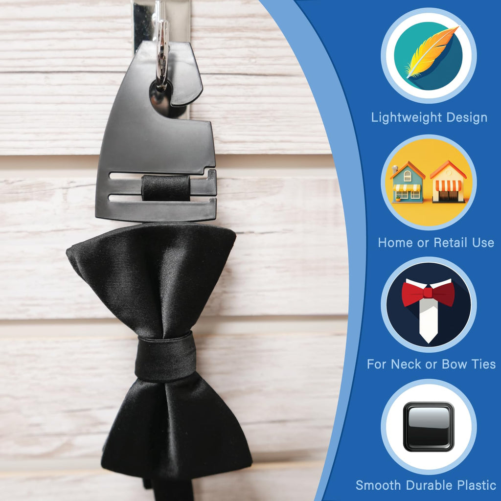 Black Neck Tie Hangers for Retail, Economic Plastic Tie Hooks, 300 Pack