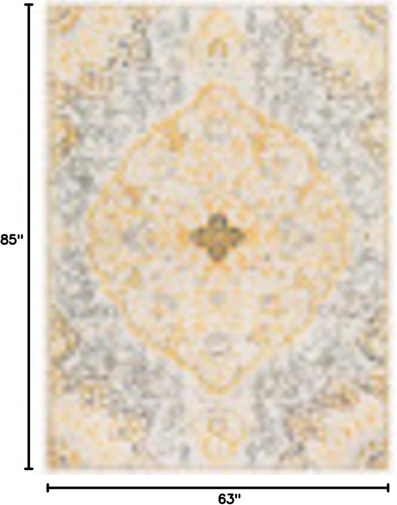 Lohena Vintage Medallion Area Rug,Yellow