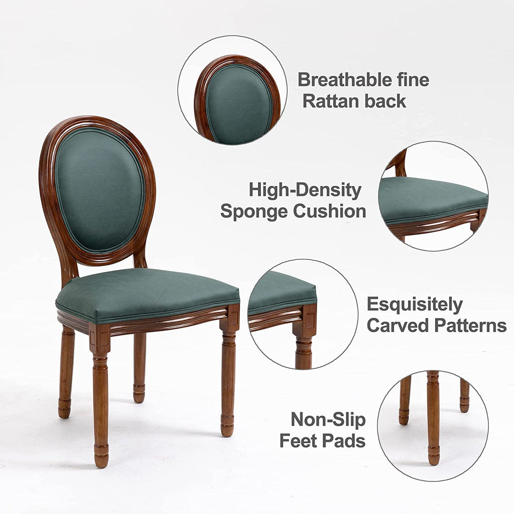 French Country Set of 6, Farmhouse with Round Button Back, Solid Wood Legs, French Lunch Chair /Bedroom/Dining Room