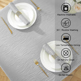 Wavy Swirl Jacquard Tablecloth, 60 x 120 Inch Rectangular Grey Textured Table Cover, Heavy Duty, Wri