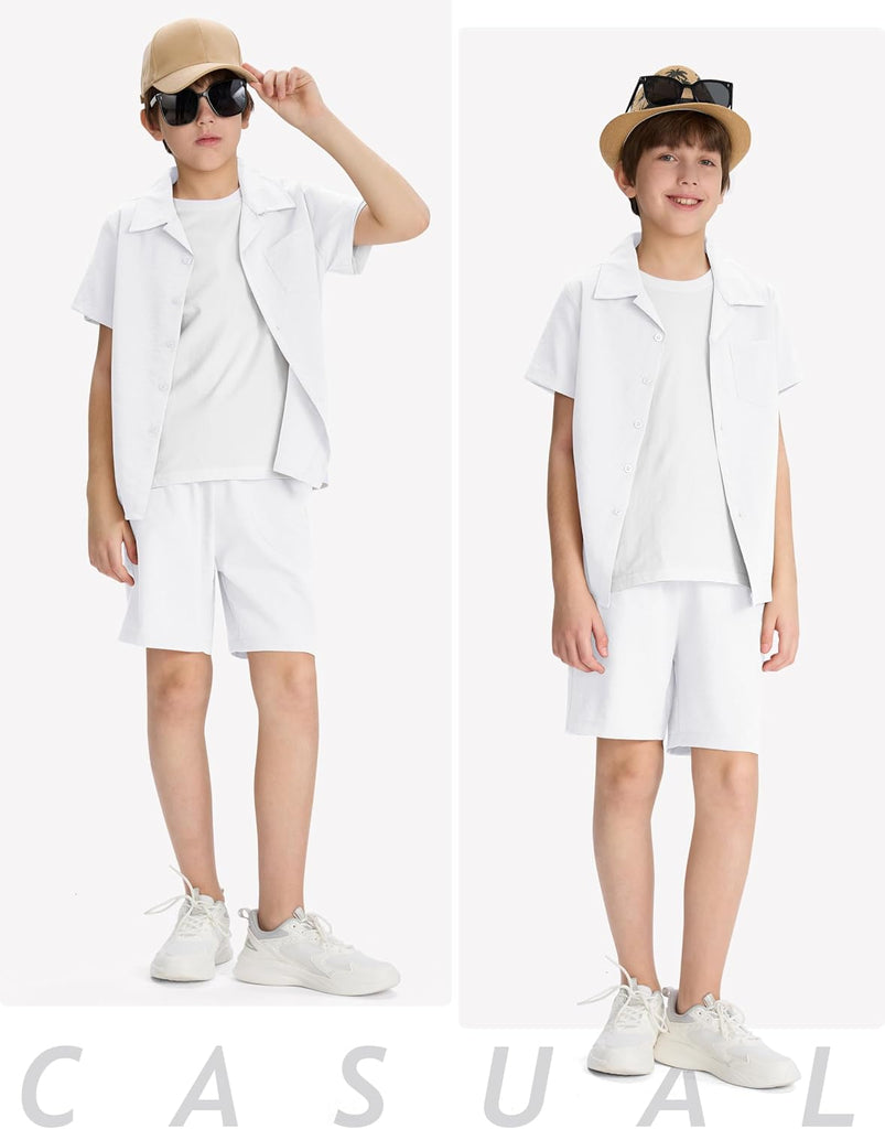 Boys Short 2 Pieces Set Beach Vacation Outfits Texture Set Kids