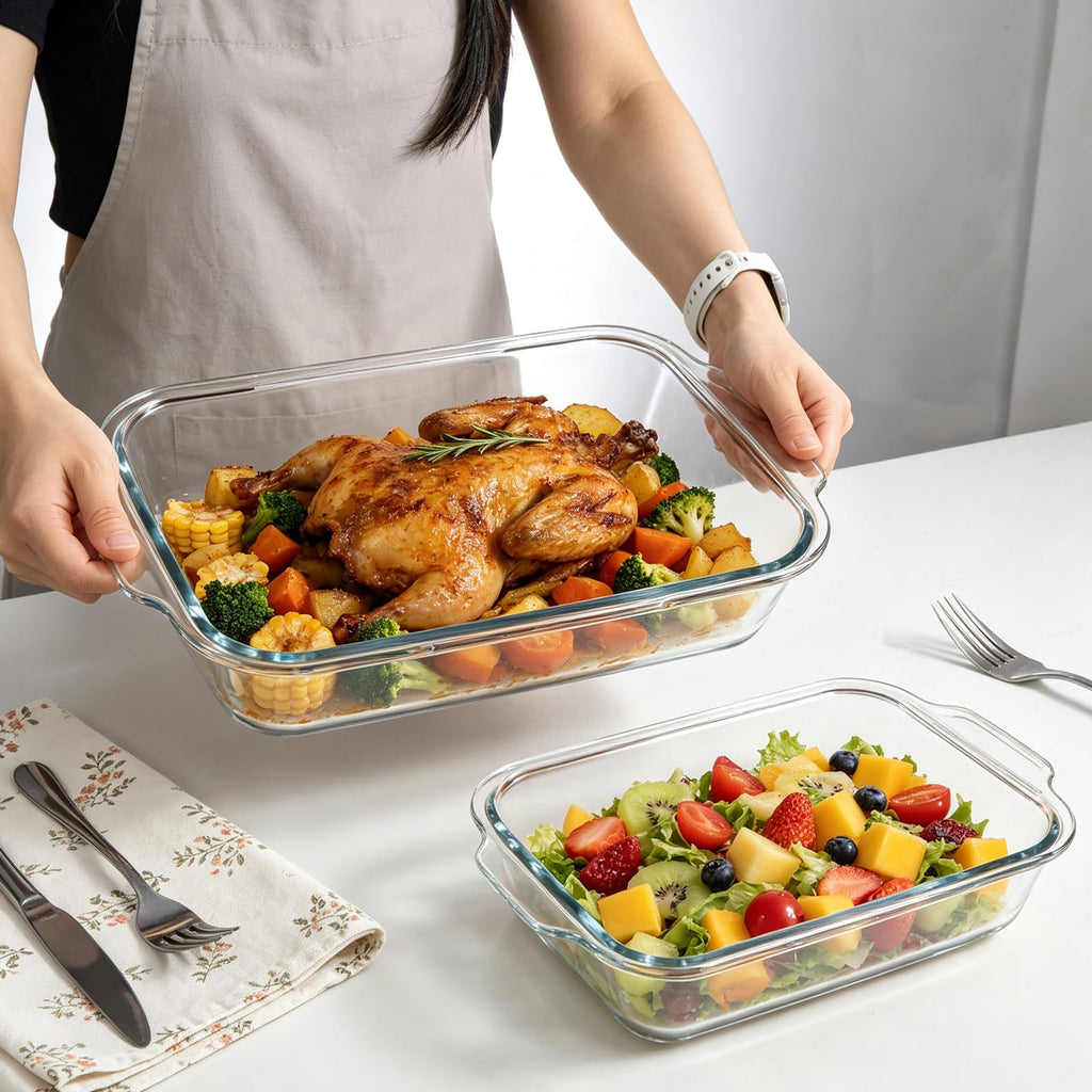 6 Piece Extra Deep Glass Baking Dish with Lids, BPA free