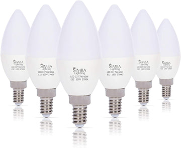 LED B11 C37 7W Candelabra Light Bulb E12 Base, 2700K, 6 Pack