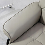 Modern Reclining Swivel Lounge Chair and Ottoman — Gray Faux Leather